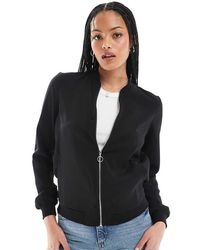 Vero Moda - Giacca Bomber Nera Leggera Con Zip Sul Davanti - Lyst