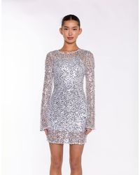 Collective The Label - Mesh Mini Dress With Long Flared Sleeves - Lyst