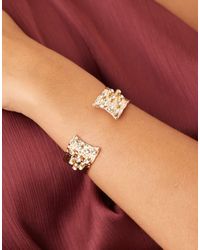 ASOS - Bracciale Rigido Effetto Colato Zigrinato Con Strass - Lyst