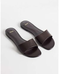 Mango - Faux Leather Flat Slides - Lyst