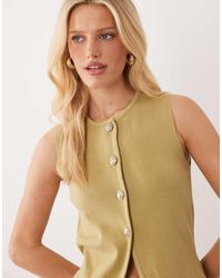 Brave Soul - Compact Knit Waistcoat With Contrast Buttons - Lyst