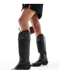 ASOS - Celeste Flat Western Knee Boots - Lyst