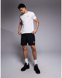 EA7 - Camiseta Y Pantalones Cortos Negros Y Blancos Con Logo De Armani - Lyst
