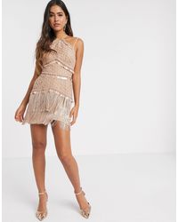 sequin fringe cutout mini dress