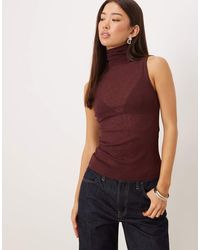 ASOS - Gauzy Sheer Mesh Turtle Neck Sleeveless Top - Lyst