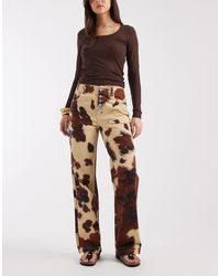 AllSaints - Tay Wide Leg Cow Print Carpenter Jean - Lyst