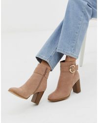 asos design realm leather mid ankle boots