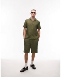 TOPMAN - Short d'ensemble à motif quadrillé texturé - kaki - Lyst