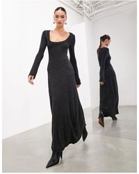 ASOS - Long Sleeve Scoop Neck Knitted Maxi Dress - Lyst