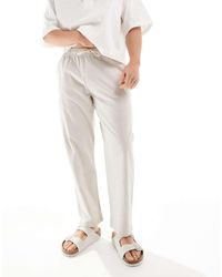 Hollister - Pantalones De Corte Suelto Sin Cierres De Lino De -Neutro - Lyst