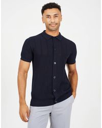 Brave Soul - Knitted Stripe Short Sleeve Polo Shirt - Lyst