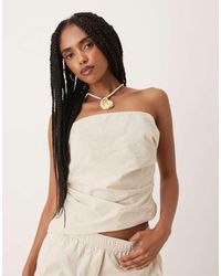 Mango - Bandeau Ruched Side Asymmetric Top Co-ord - Lyst