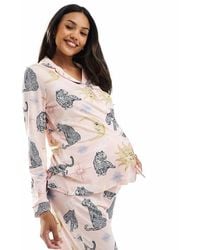 Chelsea Peers - Maternity Poly Long Sleeve Revere Pyjama Set - Lyst