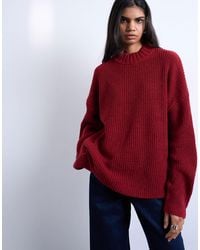 TOPSHOP - Knitted Oversized Clean Wide Neck Rib Jumper - Lyst