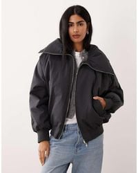 Mango - Padded Zip Through Bomber Jacket - Lyst