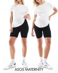 ASOS - Asos Design Maternity 2 Pack Basic Legging Shorts - Lyst