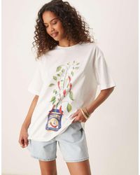 ASOS - T-Shirt Oversize Color Latte Di Cocco Con Stampa Di Peperoncini - Lyst