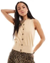 Brave Soul - Sleeveless Knitted Vest With Contrast Buttons - Lyst