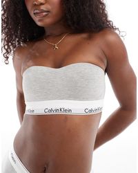 Calvin Klein - Modern cotton - brassière a fascia leggermente foderata grigia - Lyst