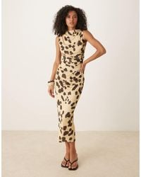 ASOS - Mesh Sleeveless Ruched Midi Dress - Lyst