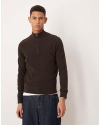 Mango - Cotton Mix High Neck Quarter Zip Jumper - Lyst