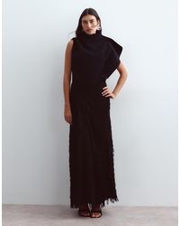 ARRANGE - Asymmetric Neckline Hybrid Fringe Skirt Maxi Dress - Lyst