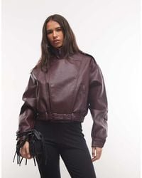 CERNUCCI - Textured Faux Leather Funnel Neck Biker Jacket - Lyst