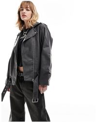 ONLY - Faux Leather Oversized Jacket - Lyst