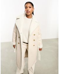 Threadbare - Lois - cappotto stile aviatore taglio lungo color pietra con finiture - Lyst
