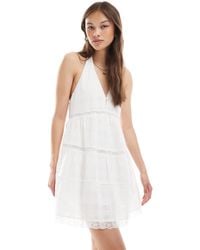 Pull&Bear - Lace Trim Detail Tiered Mini Dress - Lyst