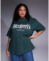 ASOS - Weekend Collective Curve Oversized T-shirt With Mixed Font Graphic - Lyst