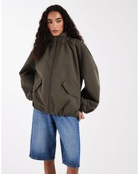 ASOS - Asos Design Tall Oversized Funnel Neck Bubble Hem Bomber - Lyst