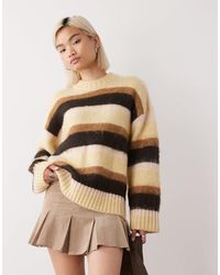 Monki - – flauschiger, gestreifter oversize-pullover - Lyst