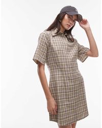 TOPSHOP - Vestito Camicia Corto A Trapezio Con Stampa A Quadri - Lyst