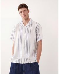 Jack & Jones - Premium Linen Blend Short Sleeve Shirt With Stripes - Lyst