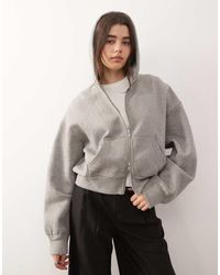 Weekday - Sudadera Gris Jaspeado De Corte Cuadrado Extragrande Con Capucha Y Cremallera De - Lyst