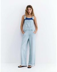 Pull&Bear - Long Denim Dungarees - Lyst