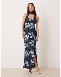 ASOS - Sleeveless Satin Maxi Dress With Scarf Detail - Lyst