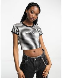 Obey - Zoe Striped Crop T-shirt - Lyst