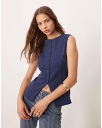 ASOS - Button Front Longline Waistcoat Cinched Top - Lyst