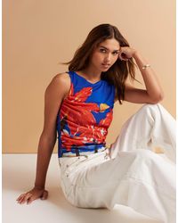 ASOS - Holiday Printed Mesh Slash Neck Tank Top - Lyst