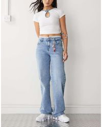 Noisy May - Yolanda Mid Rise Straight Leg Jeans - Lyst