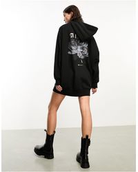 AllSaints - Vestido estilo sudadera con capucha y estampado gráfico en la espalda exclusiva - Lyst