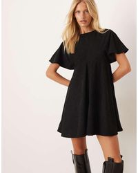 ASOS - Vestido Corto Estilo Camiseta Con Detalle De Pespuntes De Pana De - Lyst