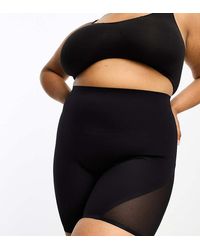 ASOS - Pantalones Cortos Negros Con Diseño Moldeador De Compresión Media De Malla Contouring De Asos Design Curve - Lyst