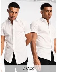 Jack & Jones - Confezione da 2 camicie eleganti a maniche corte slim fit bianche - Lyst