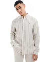 Abercrombie & Fitch - – oxford-hemd aus leinen mit logo - Lyst