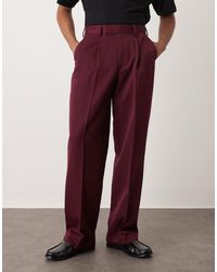 ASOS - Pantalon ample et élégant avec pinces à l'avant - bordeaux - Lyst