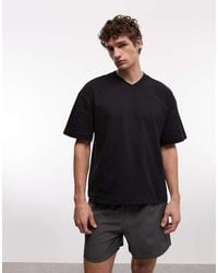 4505 - Heavyweight Cotton Boxy Oversized Drop Shoulder V-neck T-shirt With Quick Dry Finish - Lyst