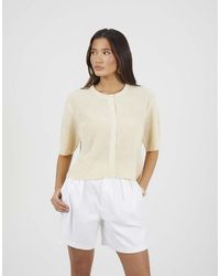 Brave Soul - Short Sleeve Crew Neck Fisherman Knit Cardigan - Lyst